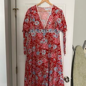 Red boho maxi dress